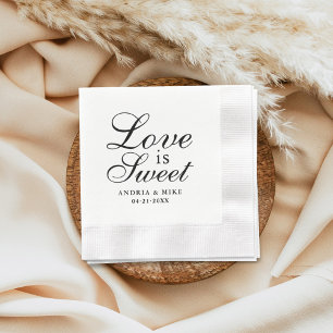 Liebe ist Sweet Elegant Black Wedding Monogram Serviette