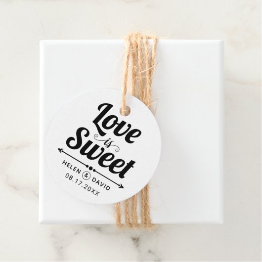 Liebe ist Sweet elegante Typografie Hochzeit Geschenkanhänger (Beispiel)