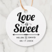 Liebe ist Sweet elegante Typografie Hochzeit Geschenkanhänger (Rückseite)