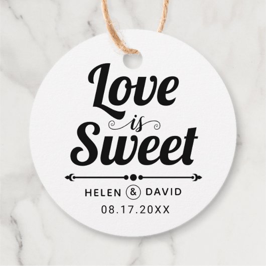 Liebe ist Sweet elegante Typografie Hochzeit Geschenkanhänger (Rückseite)