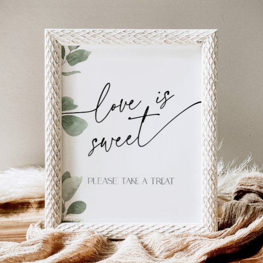 Liebe ist Sweet Eucalyptus Sage Green Brautparty Sockelschild