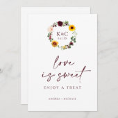 Liebe ist Sweet Fall Brautparty Schild Sonnenblume Einladung (Vorne/Hinten)