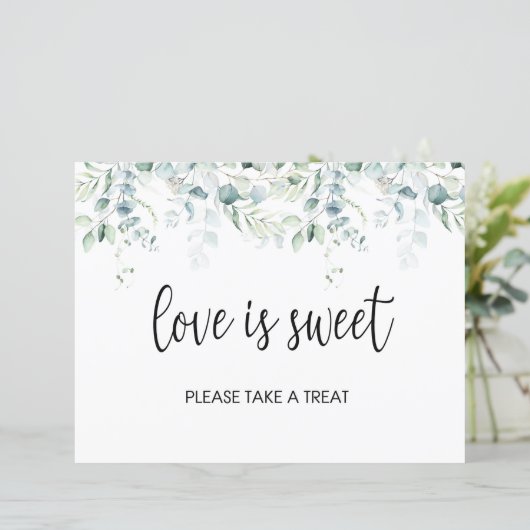 Liebe ist Sweet Favorit Sign - Eukalyptus Wedding (Stehend Vorderseite)