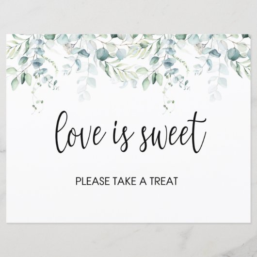 Liebe ist Sweet Favorit Sign - Eukalyptus Wedding (Vorderseite)