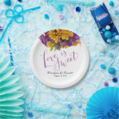 Liebe ist Sweet Floral Bouquet | lila Pappteller (Party)