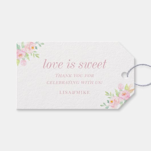 Liebe ist Sweet Floral Gastgeschenk Hochzeit Viele Geschenkanhänger (Vorderseite (Horizontal))