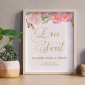 Liebe ist Sweet Gold Calligraphy Pink Floral Poste Poster