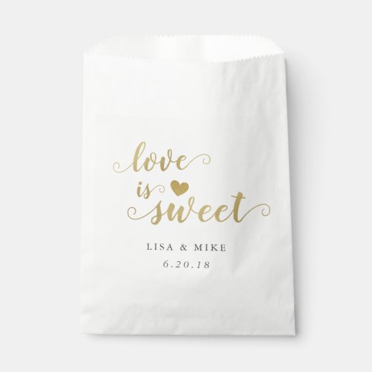 Liebe ist Sweet Gold Script Wedding Brautparty Geschenktütchen (Vorderseite)