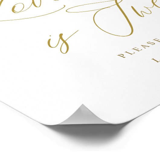 Liebe ist Sweet Gold Wedding Sign Elegantes Script Poster (Ecke)
