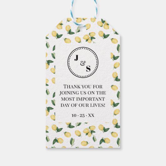 Liebe ist Sweet Lemons Wedding Candy Gunst Geschenkanhänger (Rückseite)