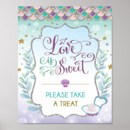 Liebe ist Sweet Mermaid Brautparty Favoriten Zeich Poster