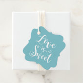 Liebe ist Sweet Modern Aqua Script Hochzeit Foto Geschenkanhänger (Beispiel)