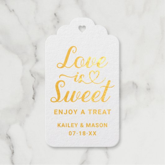 Liebe ist Sweet Modern Heart Script Wedding Gold Geschenkanhänger (Vorderseite)
