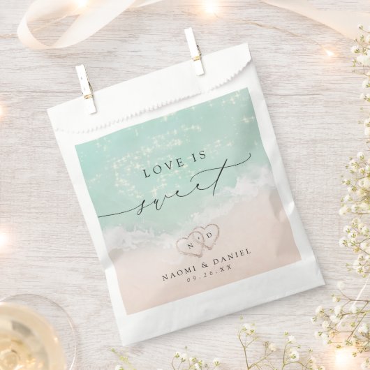 Liebe ist Sweet Modern Script Beach Sand Herz Geschenktütchen (Ausgeschnitten)