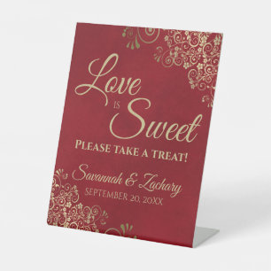 Liebe ist Sweet Nehmen Sie eine Leckerei Gold Lace Sockelschild