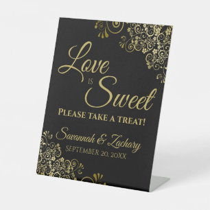Liebe ist Sweet Nehmen Sie eine Leckerei Gold Lace Sockelschild