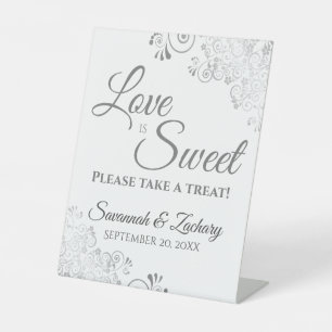 Liebe ist Sweet Nehmen Sie eine Leckerei Silber La Sockelschild