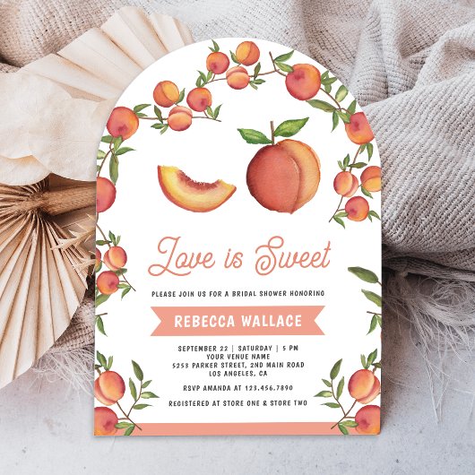 Liebe ist Sweet Peach Frucht Arch Brautparty Einladung