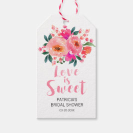 Liebe ist Sweet Pink Floral Brautparty Gefallen Geschenkanhänger
