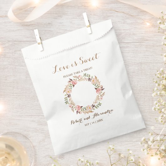 Liebe ist Sweet Pink Floral Hochzeit Leckerei Gefa Geschenktütchen (Ausgeschnitten)