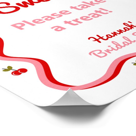 Liebe ist Sweet Retro Cherry Brautparty-Zeichen Poster (Ecke)
