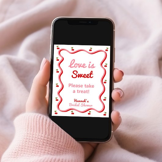 Liebe ist Sweet Retro Cherry Brautparty-Zeichen Poster