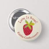 Liebe ist Sweet Retro Strawberry Valentinstag Button (Vorne & Hinten)