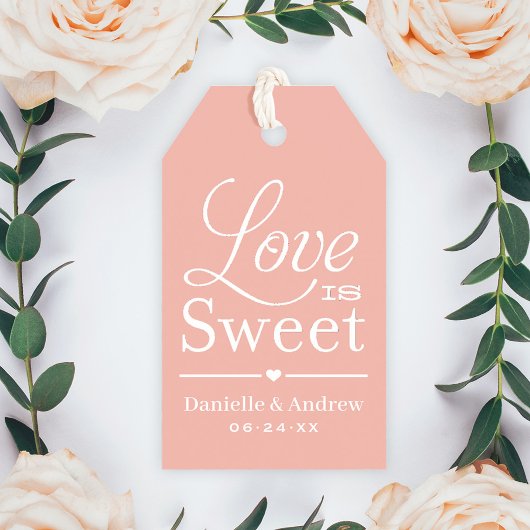 Liebe ist Sweet Rose Gold Script Wedding Monogram Geschenkanhänger