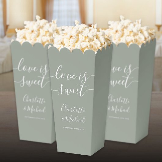Liebe ist Sweet Sage Green Wedding Popcorn Geschenkschachtel