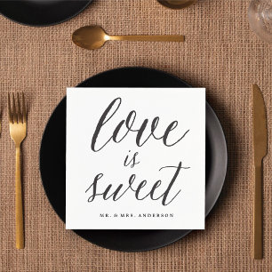 Liebe ist Sweet Script Moderne Kalligrafie Hochzei Serviette
