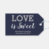 Liebe ist Sweet Silver Navy Blue Wedding Candy Gef Geschenkanhänger (Vorderseite (Horizontal))