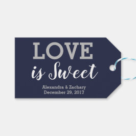 Liebe ist Sweet Silver Navy Blue Wedding Candy Gef Geschenkanhänger