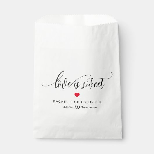 Liebe ist Sweet Simple Elegant Script Wedding Geschenktütchen (Vorderseite)