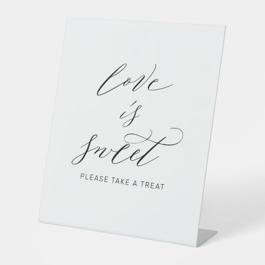 Liebe ist Sweet Simple Schwarz-weiß Script Wedding Sockelschild (Vorderseite)
