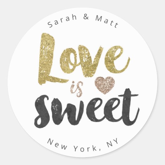 Liebe ist Sweet Sticker - Hochzeitsticker (Vorderseite)