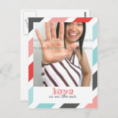 Liebe ist... Sweet Stripes Border Foto Postkarten (Vorne/Hinten)