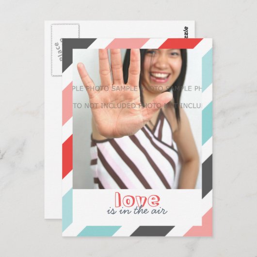 Liebe ist... Sweet Stripes Border Foto Postkarten (Vorne/Hinten)