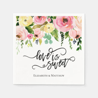 Liebe ist Sweet Watercolor Floral Napkins Serviette