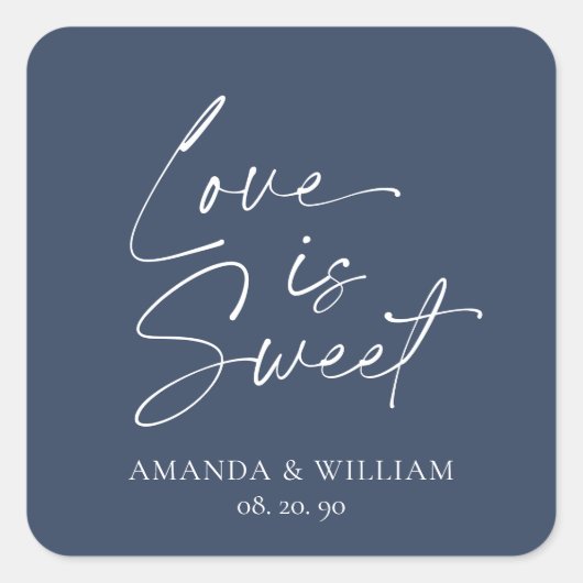 Liebe ist Sweet Wedding Sticker - Navy & White (Vorderseite)