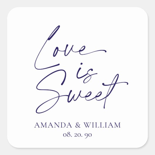 Liebe ist Sweet Wedding Sticker - White & Navy (Vorderseite)