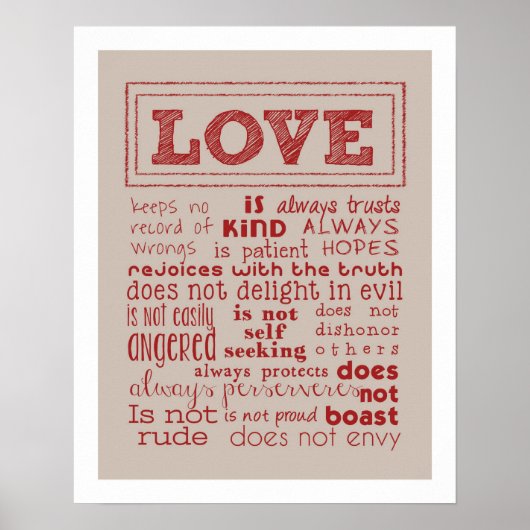 Liebe ist...... Typografie Art Print Poster (Vorne)