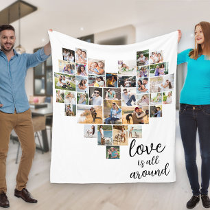 Liebe ist überall Herzform 36 Fotocollage Fleecedecke
