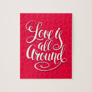 Liebe ist um die Schreibschrift pink herum Puzzle