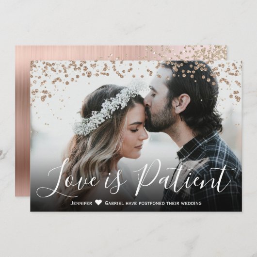 Liebe ist vertagte Hochzeitsankündigung Einladung (Vorne/Hinten)