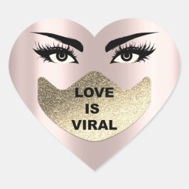 Liebe ist virales Coronavirus Rose Gesicht Maske Herz-Aufkleber