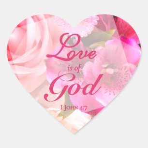 Liebe ist von Gott Fuchsien Blumen Herz-Aufkleber