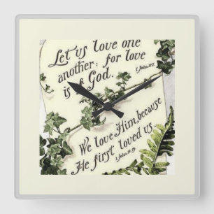 Liebe ist von Gott Quadratische Wanduhr