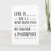 Liebe ist wie ein Puzzle und wir schaffen ein Meis Karte (Vorderseite)
