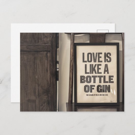LIEBE IST WIE EINE FLASCHE GLEICH POSTKARTE (Vorne/Hinten)
