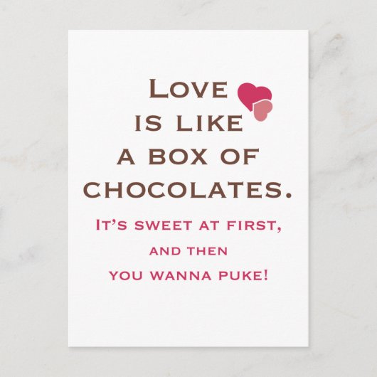 Liebe ist wie eine Schokolade Postkarte (Vorderseite)